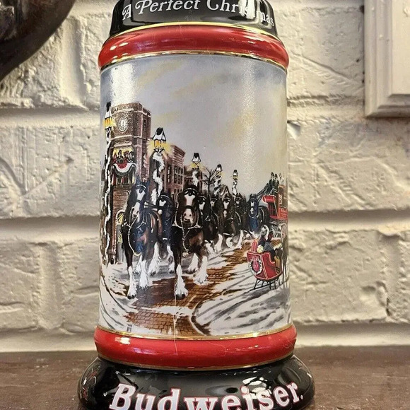 Budweiser Anheuser 1992 Holiday Series Beer Stein CS167 “A‎ Perfect Christmas” - Picture 3 of 9